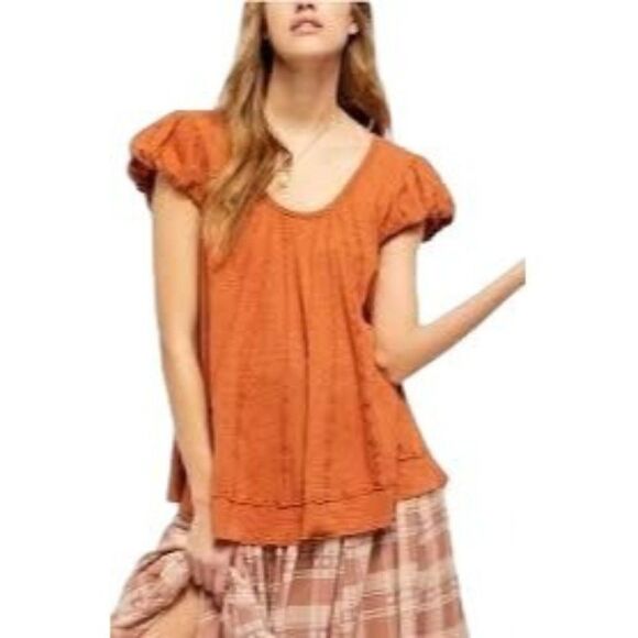 Free People We The Free Star Tee Shirt Orange XS NWT - Picture 1 of 12